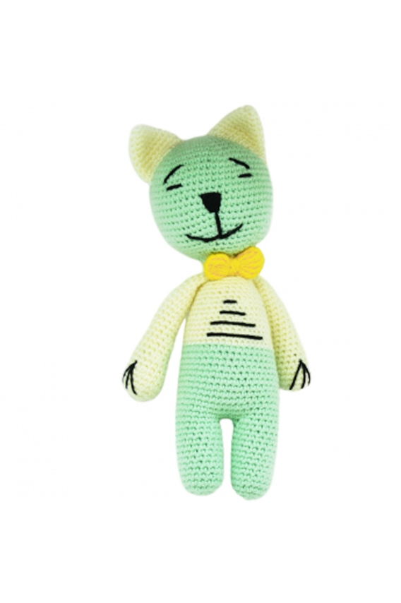 Amazingo Amigurumi Oyuncak Yeşil Kedi Bebek
